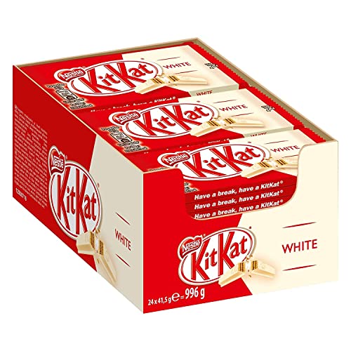 Nestlé KitKat White Schokoriegel, Knusper-Riegel mit weißer Schokolade und knuspriger Waffel, 24er Pack (24 x 41,5g) von Kitkat