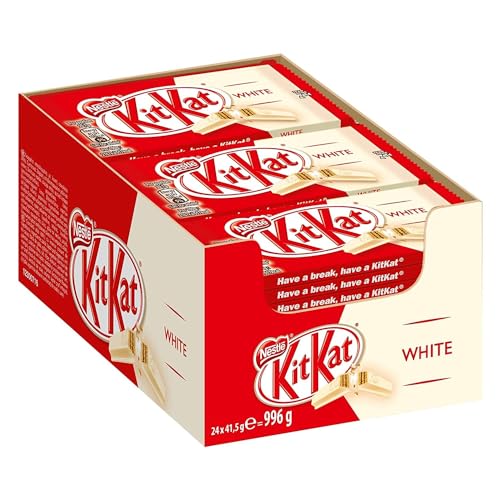 Nestlé KitKat White Schokoriegel, Knusper-Riegel mit weißer Schokolade und knuspriger Waffel, 24er Pack (24 x 41,5g) von Kitkat