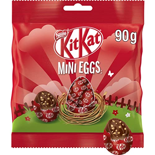 NESTLÉ KITKAT Mini Eggs, kleine Schokoeier aus Milchschokolade mit cremiger Füllung und Knusperstückchen, 1er Pack (1x90g) von Kitkat