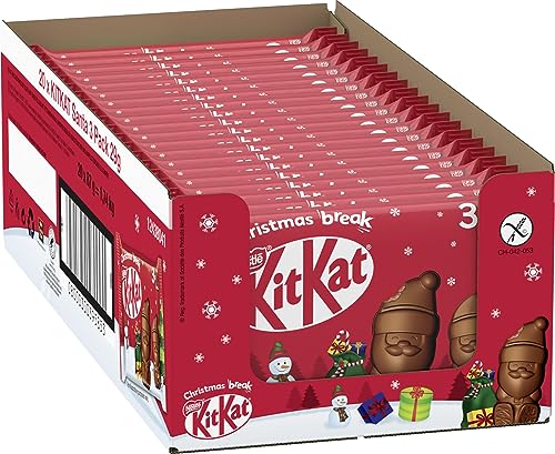 KitKat NESTLÉ KITKAT Mini-Weihnachtsmänner aus Milchschokolade, kleine Schokonikoläuse mit Knusperstückchen, 20er Pack (20 x 87g) von Kitkat