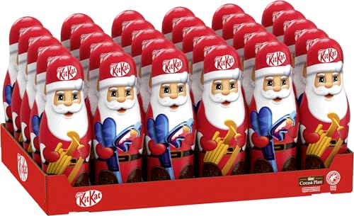 NESTLÉ KITKAT Schoko-Weihnachtsmann, Hohlfigur aus Milchschokolade mit Knusperstückchen, 30er Pack (30 x 45g) von Kitkat