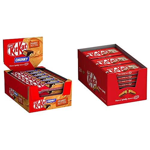Nestlé KITKAT CHUNKY Peanut Butter Schokoriegel mit Erdnusscreme, 24er Pack (24 x 42g) & KitKat Schokoriegel Milchschokolade, 24er Pack (24 x 41,5g) von Kitkat
