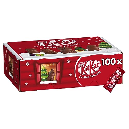 KITKAT Nestlé KITKAT Festive Friends Christmas Variety Pack, Mini-Weihnachtsfiguren aus Milchschokolade, 100 einzeln verpackte Figuren, 1er Pack ( 1x 820g) von Kitkat