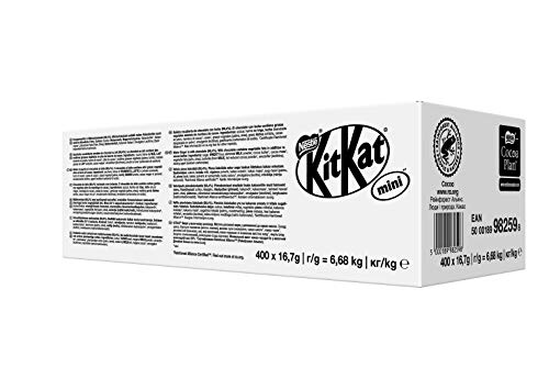 Nestlé KitKat Mini Schokoriegel Milchschokolade, knuspriger Schokoriegel, mit Milchschokolade, Großpackung mit 400 Riegeln in einer Box (1x6,68kg à 400x16,7g) von Kitkat