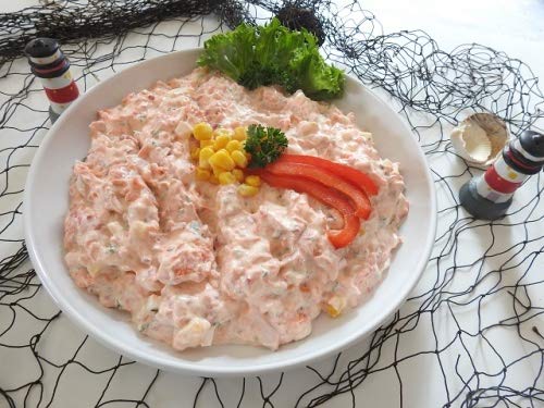 Klaassen Seelachs-Aufstrich, mit Paprika,Mais und Zwiebeln, Hausgemacht, 250g von IHR FACHGESCHÄFT KLAASSEN