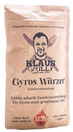 Klaus grillt Grillt - Gyros Würzer 250 g Standbeutel - Griechische Gerichte jeder Art - Auch für Souvlaki, Bifteki und Köfte von Klaus grillt