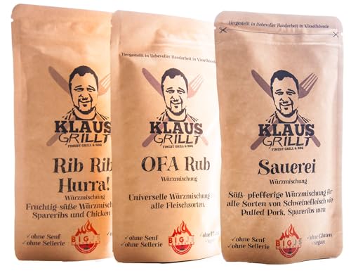 O.F.A Rub + Rib Rib Hurra + Sauerei - von Klaus grillt. (3 x 250 g Beutel) von Klaus grillt