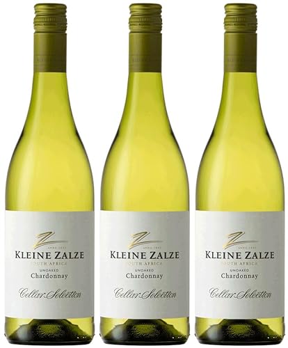 Kleine Zalze Cellar Selection Unoaked Chardonnay 3er Weinpaket | 2023 | Weißwein aus Südafrika (3 x 0.75l) | Trocken | Weine für jeden Geschmack von CAPREO von Kleine Zalze
