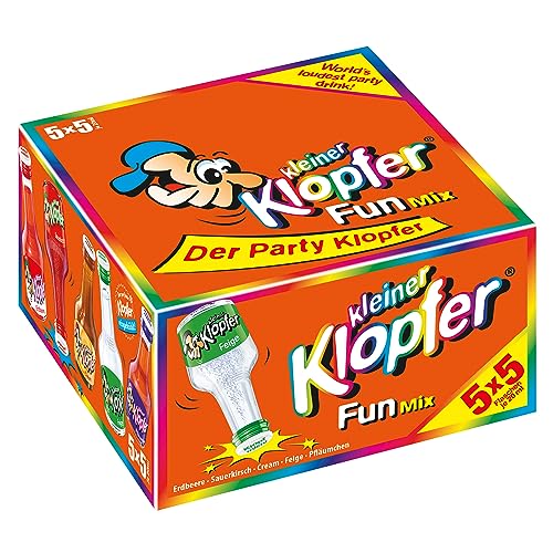 Kleiner Klopfer Fun Mix | Neu mit Trendsorte Erdbeere | 25 Liköre in 5 abwechslungsreichen Geschmacksrichtungen | Marken-Spirituosen | Ausgezeichnet als Top Marke 2023 | 500 ml von Kleiner Klopfer