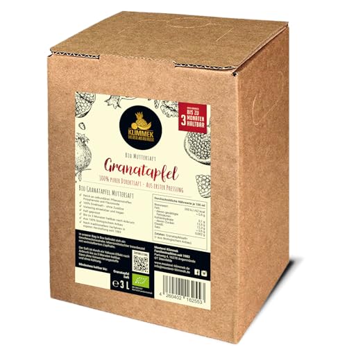 Klimmek Premium BIO Granatapfelsaft - 100% BIO Direktsaft, Exotisch & Kraftvoll, 3 Liter Bag in Box von Klimmek