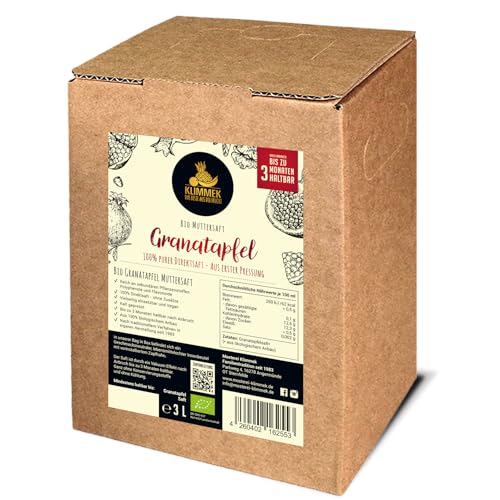 Klimmek Premium BIO Granatapfel Muttersaft - 100% purer Granatapfel-Direktsaft, ohne Zucker*, 3 Liter Bag in Box Klimmek Premium BIO Granatapfel Muttersaft - 100% purer Granatapfel-Direktsaft, ohne Zucker*, 3 Liter Bag in Box von Klimmek