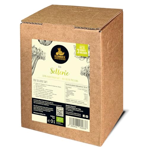 Klimmek Premium - 100% purer Bio Selleriesaft - Direktsaft, kaltgepresst, milchsauer vergoren - 3 L Bag in Box mit Zapfhahn Klimmek Premium - 100% purer Bio Selleriesaft - Direktsaft, kaltgepresst, milchsauer vergoren - 3 L Bag in Box mit Zapfhahn von Klimmek