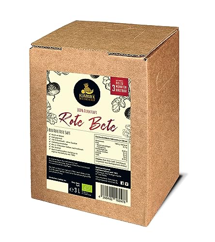 Klimmek Premium BIO Rote Bete Saft - 100% purer rote Rüben Direktsaft - 3 Liter Bag in Box von Klimmek
