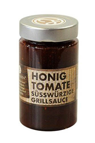Premium Grillsauce / Barbeque Saucen - Vom Feinsten - Kreative Rezeptur: Honig Tomate - Süßwürzig - 230ml Flasche - Feinkost mit Spitzenqualität - Geschenkidee für Präsentkorb von Klocke Vom Feinsten
