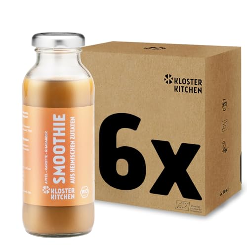 Kloster Kitchen Bio Smoothie Gelb Apfel Karotte Rhabarber 6x 250 ml I Superfood Frühstück vegan I To Go Glasflasche I Powerfood aus heimischen Zutaten Kloster Kitchen Bio Smoothie Gelb Apfel Karotte Rhabarber 6x 250 ml I Superfood Frühstück vegan I To Go Glasflasche I Powerfood aus heimischen Zutaten von Kloster Kitchen