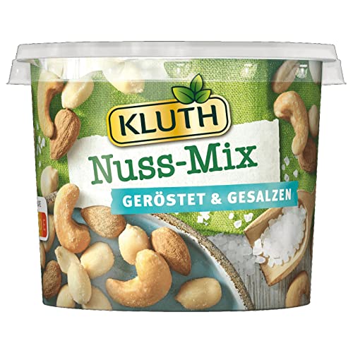 Kluth Nuss-Mix geröstet & gesalzen 275g – Snack Becher Mischung mit Erdnusskerne, Mandeln und Cashewkerne – Unverwechselbares knackiges Aroma – Vegan, geröstet und gesalzen – Nutri-Score B (1 x 275g) von Kluth