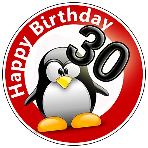 Tortenaufleger Tortenfoto Aufleger Foto Bild Geburtstag Happy Birthday Schild 30 Jahre Pinguin rund ca. 20 cm *NEU*OVP* von KnBo