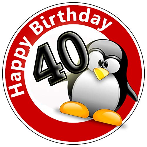 Tortenaufleger Tortenfoto Aufleger Foto Bild Geburtstag Happy Birthday Schild 40 Jahre Pinguin rund ca. 20 cm *NEU*OVP* von KnBo