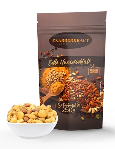 Knabberkraft Safari Mix – Premium Nussmischung inkl: Cashewkerne, Erdnüsse, Mandeln, Pekannüsse, Macadamianüsse - Studentenfutter Nüsse mit exotischen Gewürzen - Gesunde Snacks - 250g Knabberkraft Safari Mix – Premium Nussmischung inkl: Cashewkerne, Erdnüsse, Mandeln, Pekannüsse, Macadamianüsse - Studentenfutter Nüsse mit exotischen Gewürzen - Gesunde Snacks - 250g von Knabberkraft