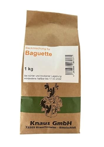 Baguette Mehl Backmischung 1kg mit Baguetteblech und Ohne Baguette Brot Backen Beilage Knaus Mehl (Baguette Mehl 1kg) von Knaus GmbH
