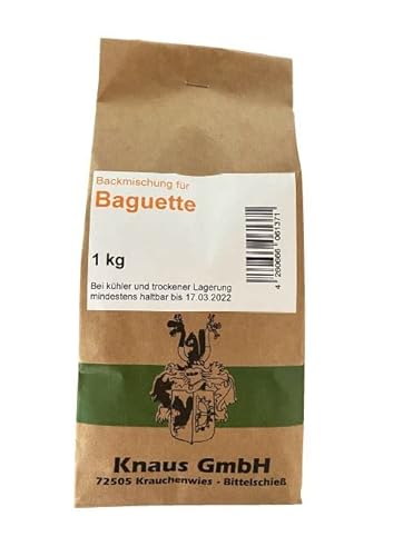 Baguette Mehl Backmischung 1kg mit Baguetteblech und Ohne Baguette Brot Backen Beilage Knaus Mehl (Baguette Mehl 1kg) von Knaus GmbH