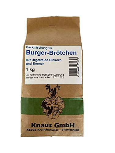 Burger-Brötchen Backmischung 1kg Brötchen Buns für Burger Urgetreide Emmer Linsen Dinkel Erbsen von Knaus GmbH