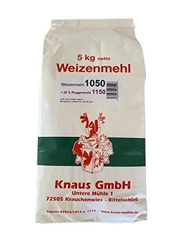 Weizenmehl Type 1050 + 20% Roggenmehl Mischmehl Brotmehl in Bäckerqualität (12,5 kg) von Knaus GmbH