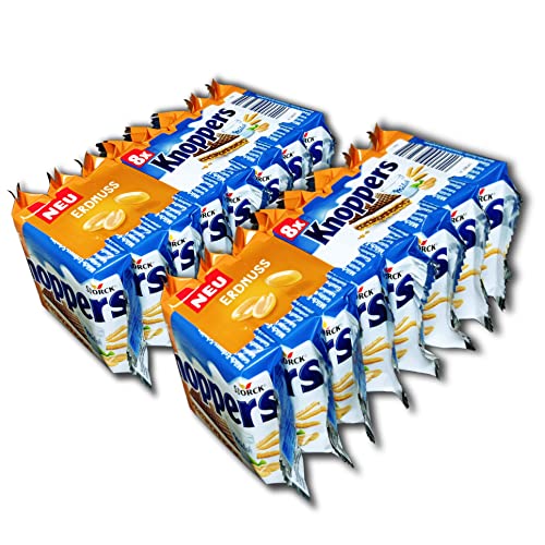 2 er Pack Knoppers Erdnuss 2 x 200 g Knusper Waffel Schokoriegel (2 x 8 er Einzelriegel) von Knoppers