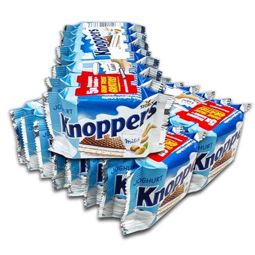 3 er Pack Knoppers Joghurt 3 x 200 g Knusperriegel Schokoriegel (3 x 8 Einzelriegel) von Knoppers