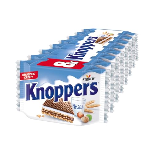 Knoppers – 200g (8 x 25g) – Gefüllte Waffelschnitte mit Milchcreme und Nougatcremefüllung von Knoppers