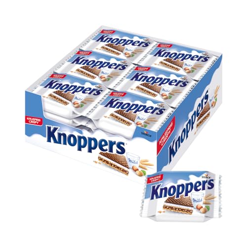 Knoppers – 24 x 25g – Gefüllte Waffelschnitte mit Milchcreme und Nougatcremefüllung von Knoppers