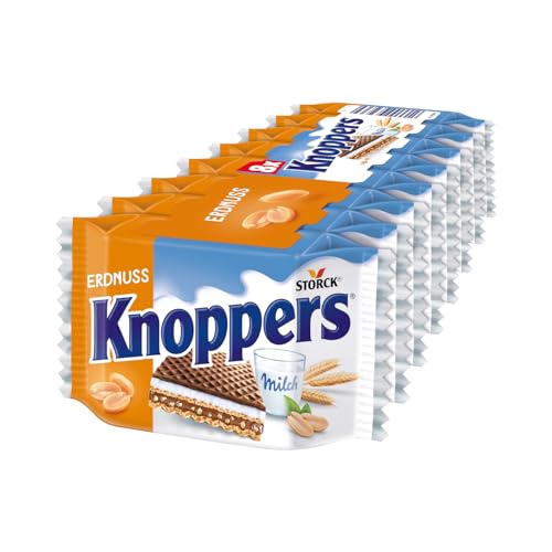 Knoppers Erdnuss – 1 x 200g – Gefüllte Waffelschnitte mit Erdnusscreme, feinsalzigen Erdnussstückchen und leckerer Milchcreme von Knoppers