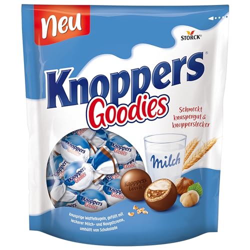 Knoppers Goodies - 1 x 180g - knusprige Waffelkugeln, gefüllt mit leckerer Milch- und Nougatcreme, umhüllt von Schokolade von Knoppers
