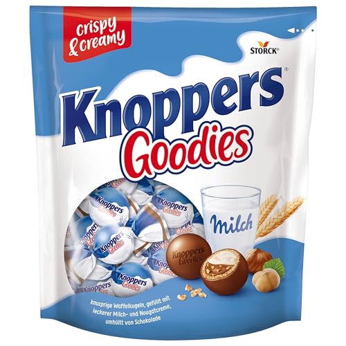 Knoppers Goodies - 1 x 180g - knusprige Waffelkugeln, gefüllt mit leckerer Milch- und Nougatcreme, umhüllt von Schokolade von Knoppers