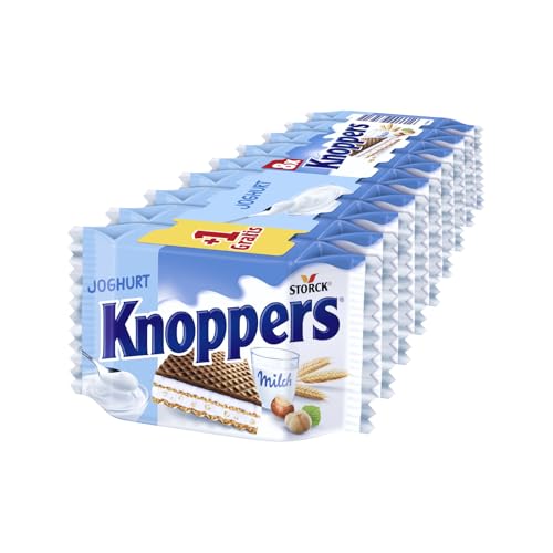 Knoppers Joghurt - 1 x 225g - Gefüllte Waffelschnitte mit Joghurtcreme und Milchcremefüllung von Knoppers
