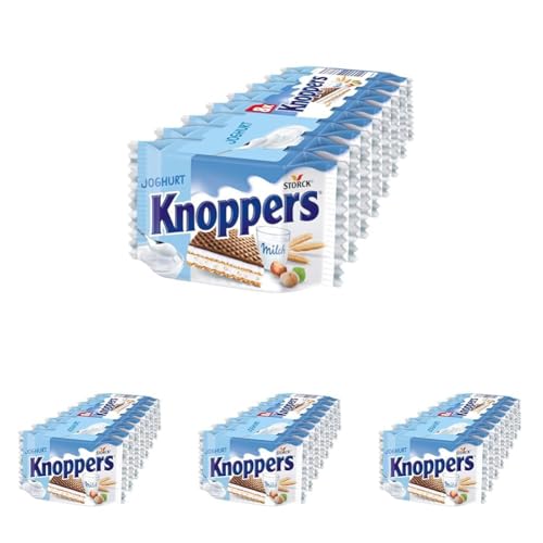 Knoppers Joghurt – 4 x 200g – Gefüllte Waffelschnitte mit Joghurtcreme und Nougatcremefüllung von Knoppers