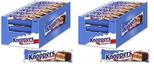 Knoppers NussRiegel – 2 x 24 Riegel (48 x 40g) – Schokoriegel mit Milch- und Nugatcreme, Haselnüssen, Karamell und Vollmilchschokolade von Knoppers