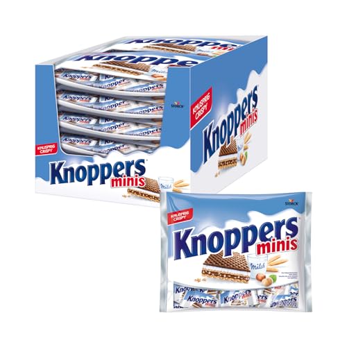 Knoppers minis – 12 x 200g – Gefüllte Waffelschnitte mit Milchcreme und Nougatcremefüllung von Knoppers