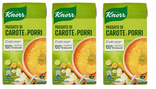 3x Knorr Passato di Carote e Porri Püree aus Karotten und Lauch Fertige Suppen Gericht zum Erhitzen bereit 500ml von Knorr