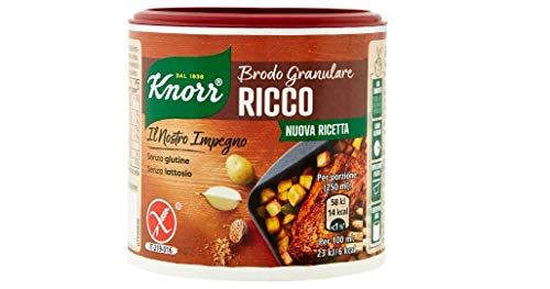 6x Knorr Brodo Granulare Ricco reichhaltige körnige Brühe 150g Geschmack für Ihre Gerichte Gluten-frei laktosefrei 100% Italienische Brühe von Knorr