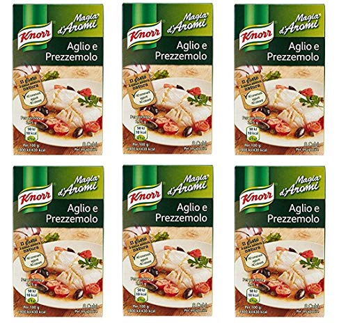 6x Knorr Magia d'Aromi Aglio e Prezzemolo Steinpilze Suppenwürfel Brühe 8 x 11g (Knoblauch und Petersilie) von Knorr