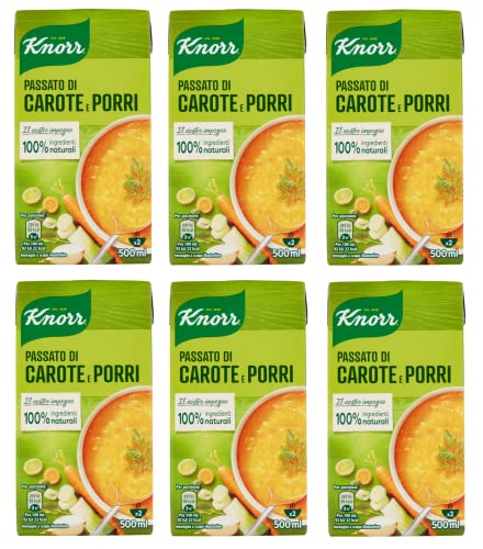 6x Knorr Passato di Carote e Porri Püree aus Karotten und Lauch Fertige Suppen Gericht zum Erhitzen bereit 500ml von Knorr