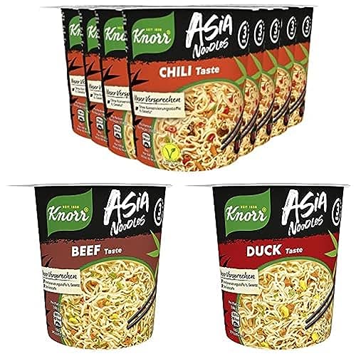 Iftar Ramadan Snack Set Knorr Asia Noodles Instant Nudeln Chili 8 x 65g + Knorr Asia Noodles Beef Taste, 1 x 63 g + Knorr Asia Noodles Duck Taste, 1 x 61 g von Knorr