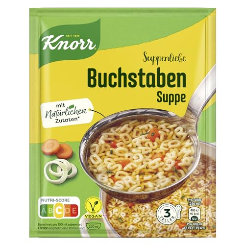 Knorr Suppenliebe Buchstaben Suppe leckere Nudelsuppe mit natürlichen Zutaten 14x 3 Teller von Knorr