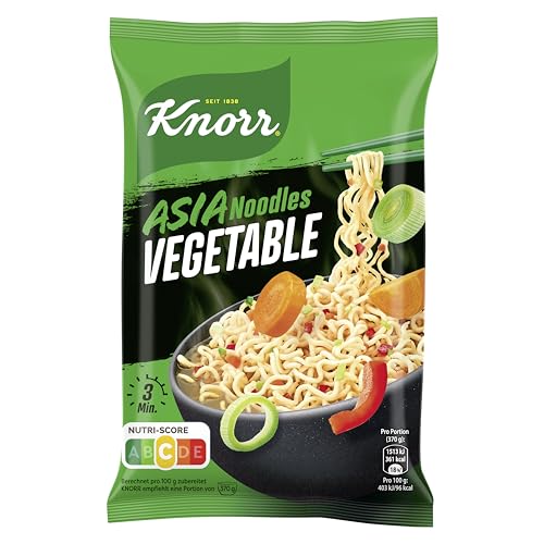 Knorr Asia Noodles Sortimentskarton 55er, 3fach sortiert (11x Vegetable, 33x Chicken, 11x Beef) von Knorr