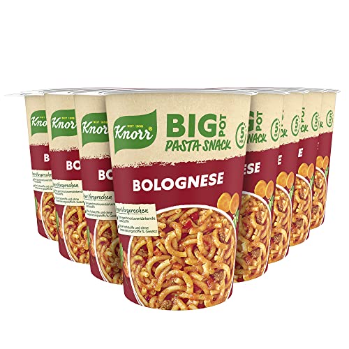 Knorr Big Pot Pasta Snack Bolognese leckere Instant Nudeln fertig in nur 5 Minuten 8 x 88 g von Knorr
