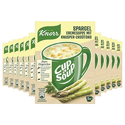 Knorr Cup a Soup Spargel Cremesuppe mit Knusper-Croûtons schnelle Suppe mit nachhaltig angebautem Spargel 12x 3 Portionen von Knorr