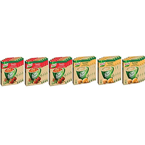 Knorr Cup a Soup Tomatencreme mit Knusper-Croutons Instant Suppe (12 x 3 Tassen) & Cup a Soup Kartoffelcreme (mit Knusper-Croutons Instant Suppe 3 Tassen) 12er Pack von Knorr