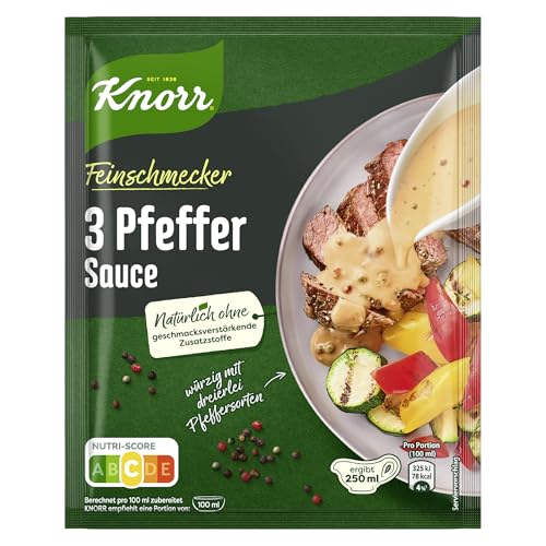 Knorr Feinschmecker 3 Pfeffer Sauce würzige Soße ohne geschmacksverstärkende Zusatzstoffe und Farbstoffe 23x 250 ml Knorr Feinschmecker 3 Pfeffer Sauce würzige Soße ohne geschmacksverstärkende Zusatzstoffe und Farbstoffe 23x 250 ml von Knorr