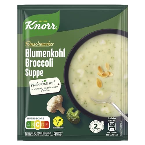 Knorr Feinschmecker Blumenkohl Broccoli Suppe leckere Gemüsesuppe mit nachhaltig angebautem Gemüse 13x 2 Teller von Knorr